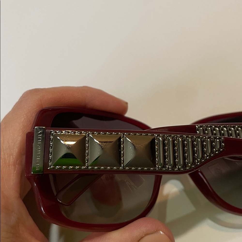 Burberry Burgundy Sunglasses with Stud Accents - Picture 11 of 11